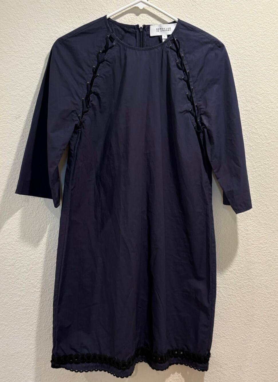 Derek Lam 10 Crosby Midnight Blue Long Bell Sleeve Mini Dress Size 8